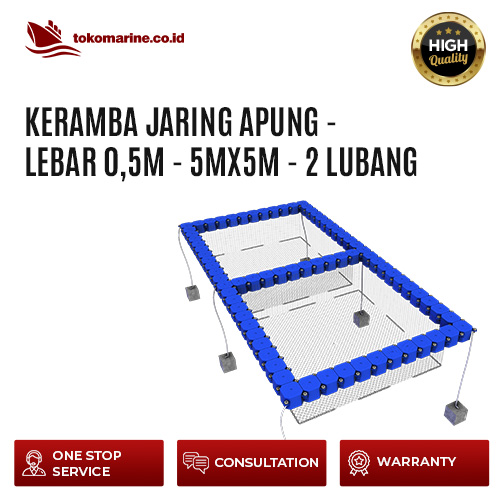 KERAMBA JARING APUNG KUBUS APUNG - LEBAR 0.5 m - 5 m x 5 m - 2 LUBANG