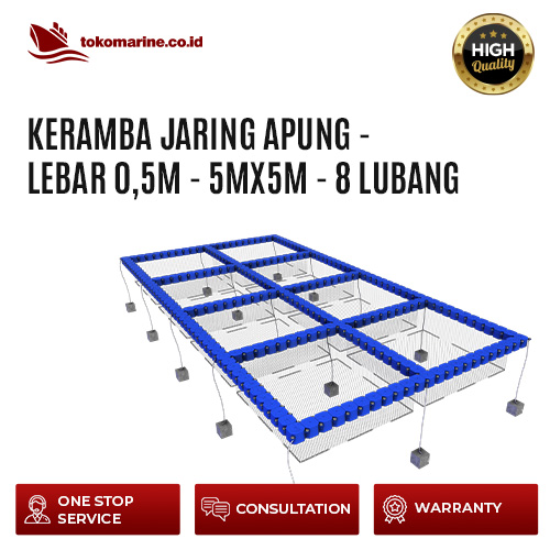 KERAMBA JARING APUNG KUBUS APUNG - LEBAR 0.5 m - 5 m x 5 m - 8 LUBANG