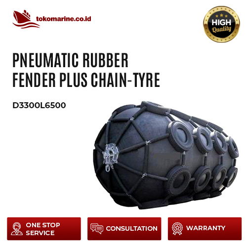 PNEUMATIC RUBBER FENDER PLUS CHAIN TYRE - D3300L6500