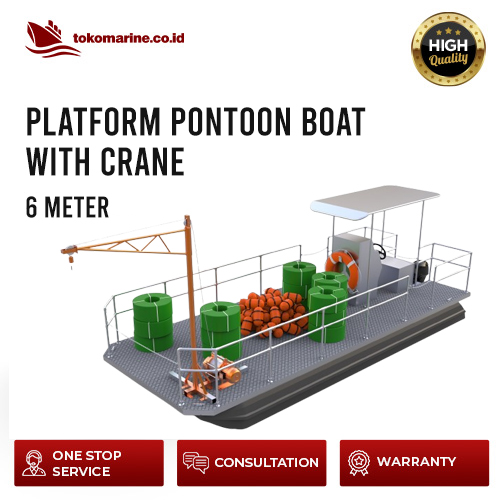 PLATFORM PONTOON BOAT WITH CRANE - PANJANG 6 METER