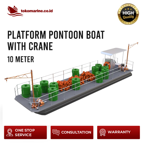 PLATFORM PONTOON BOAT WITH CRANE - PANJANG 10 METER